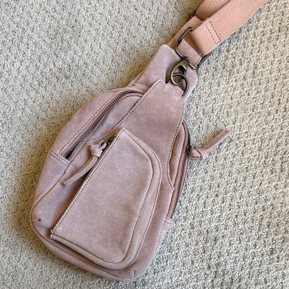 Free People Blush Suede Sling Bag